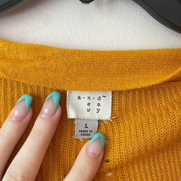 oversized long mustard yellow cardigan - Picture 2 of 2